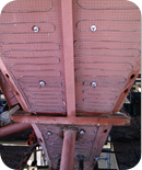 Serial heating cable on wire mesh installation Serial heating cable on wire mesh
