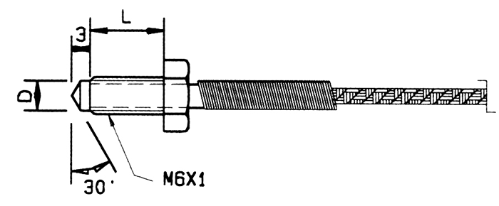 unitemp USW: Thermocouple, Swivel Stud, M6X1