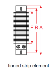Finned Strip Air Heating Element, technical drawing